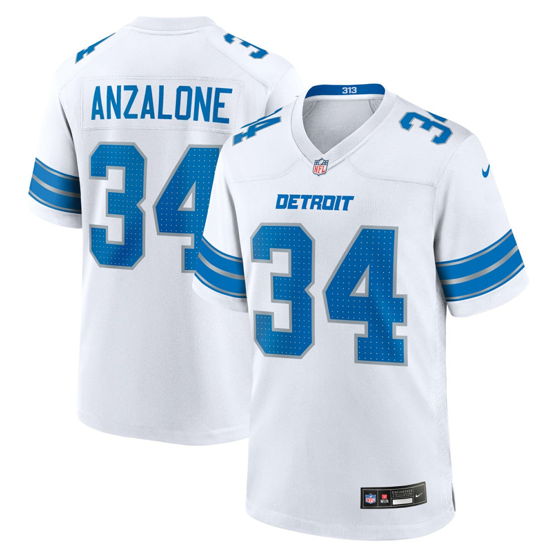NFL Detroit Lions Alex Anzalone  White Game Jersey