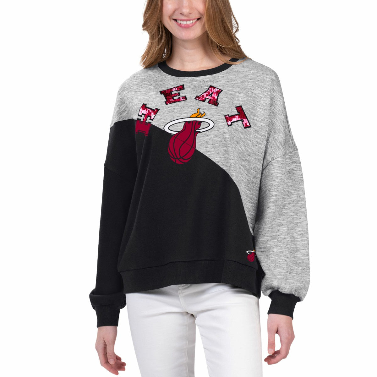 Miami Heat G-III 4Her by Carl Banks Women's Benches Split Pullover Sweatshirt - Black outlet