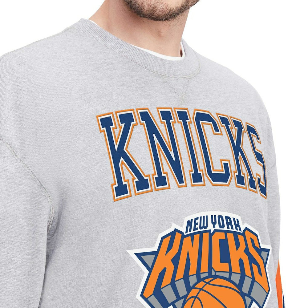 New York Knicks Tommy Jeans Hayes Crew Neck Pullover Sweatshirt - Heather Gray sale