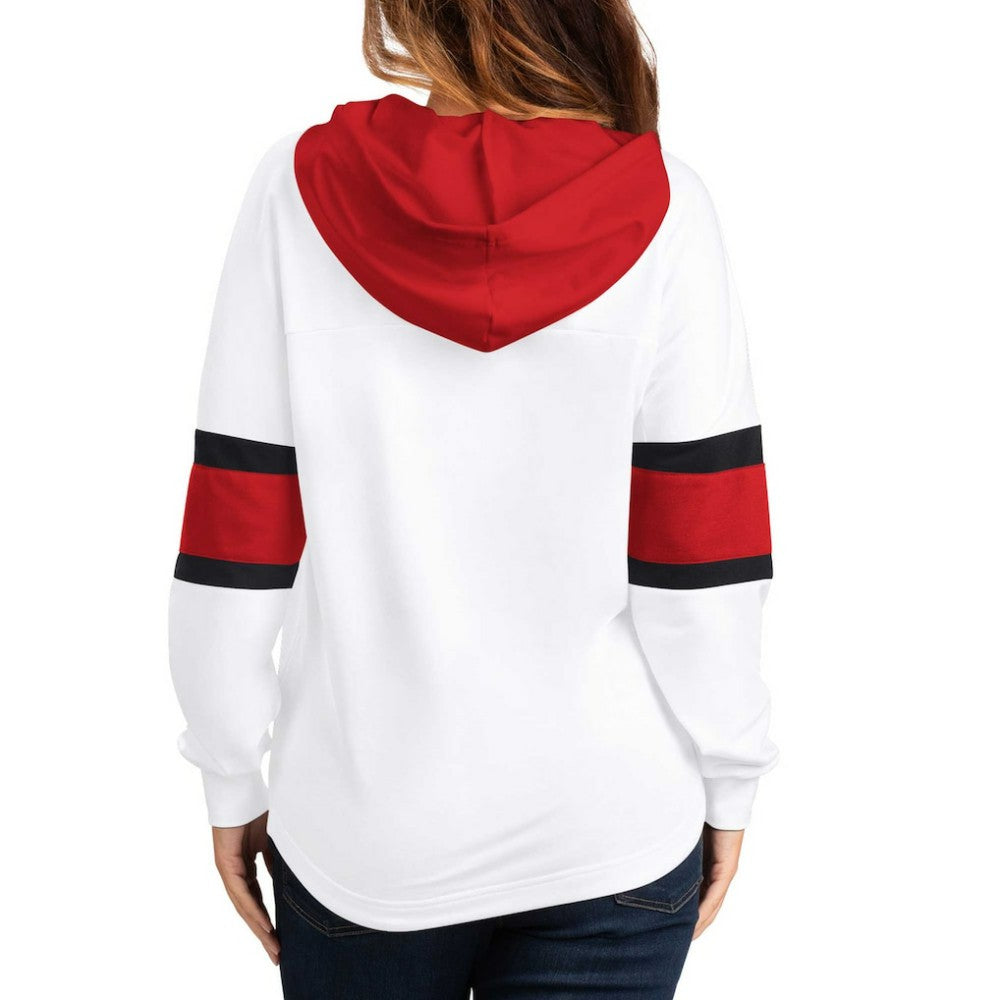 New Jersey Devils G-III 4Her by Carl Banks Women's Goal Zone Long Sleeve Lace-Up Hoodie T-Shirt