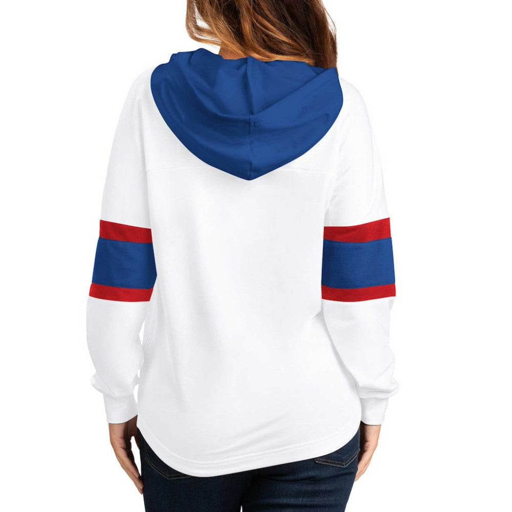New York Rangers G-III 4Her by Carl Banks Women's Goal Zone Long Sleeve Lace-Up Hoodie T-Shirt