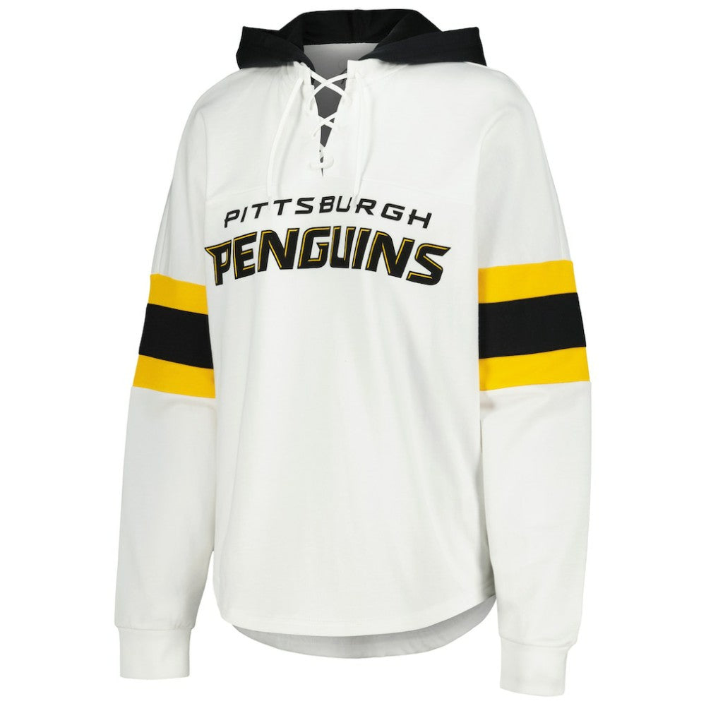 Pittsburgh Penguins G-III 4Her by Carl Banks Women's Goal Zone Long Sleeve Lace-Up Hoodie T-Shirt