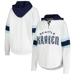 Seattle Kraken G-III 4Her by Carl Banks Women's Goal Zone Long Sleeve Lace-Up Hoodie T-Shirt
