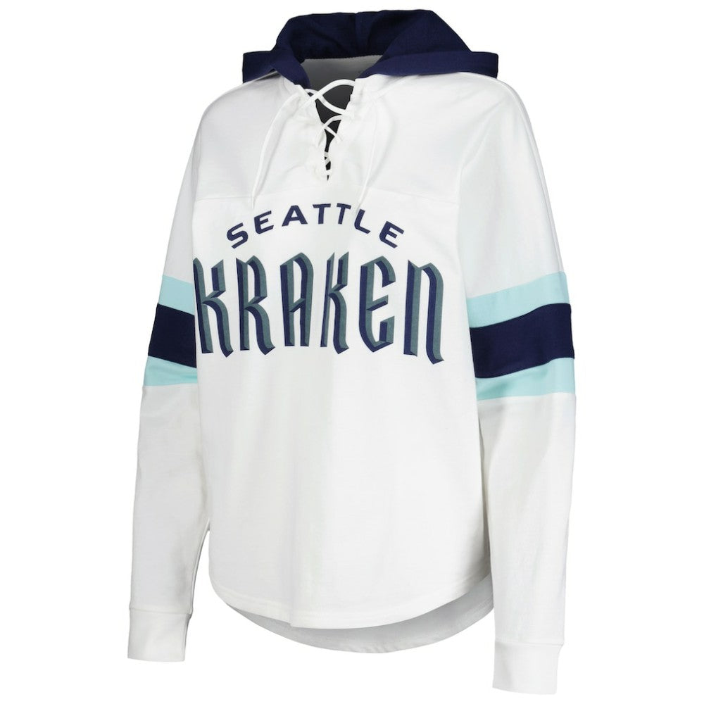 Seattle Kraken G-III 4Her by Carl Banks Women's Goal Zone Long Sleeve Lace-Up Hoodie T-Shirt