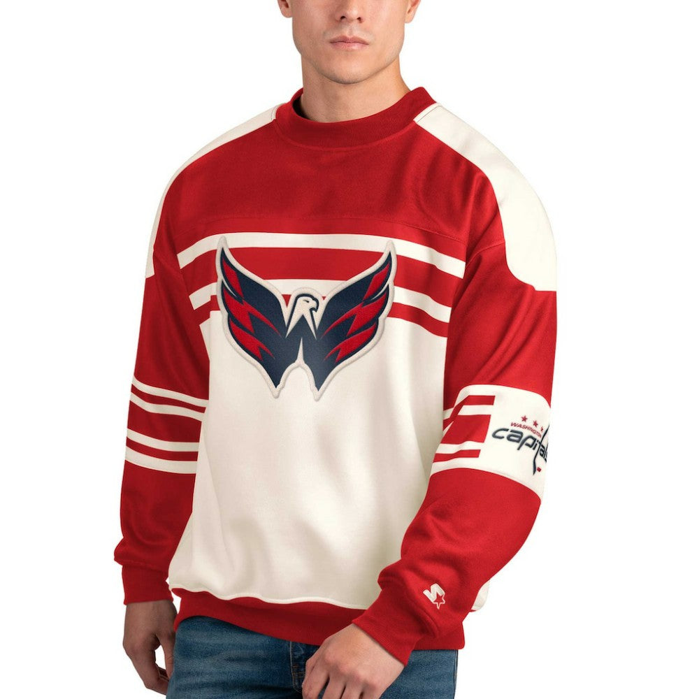 Washington Capitals Starter Defense Fleece Crewneck Pullover Sweatshirt