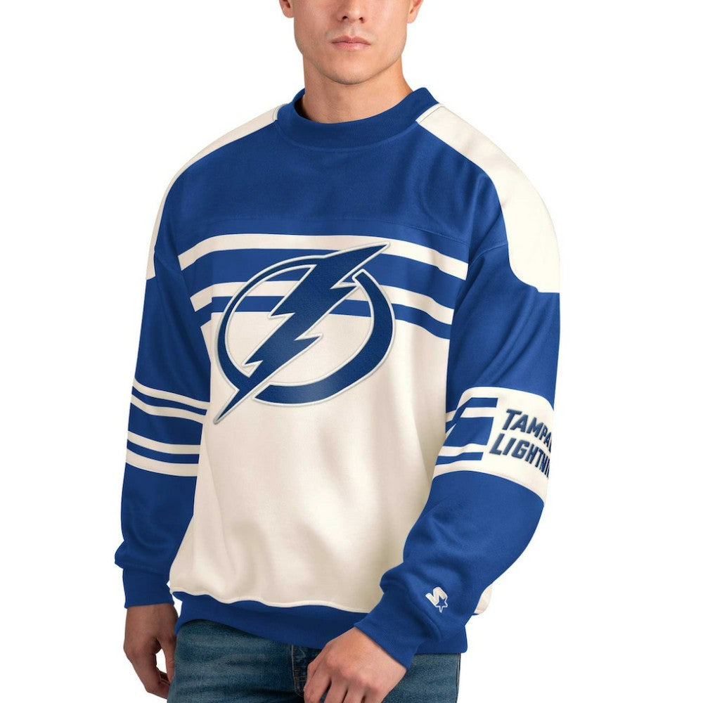Tampa Bay Lightning Starter Defense Fleece Crewneck Pullover Sweatshirt