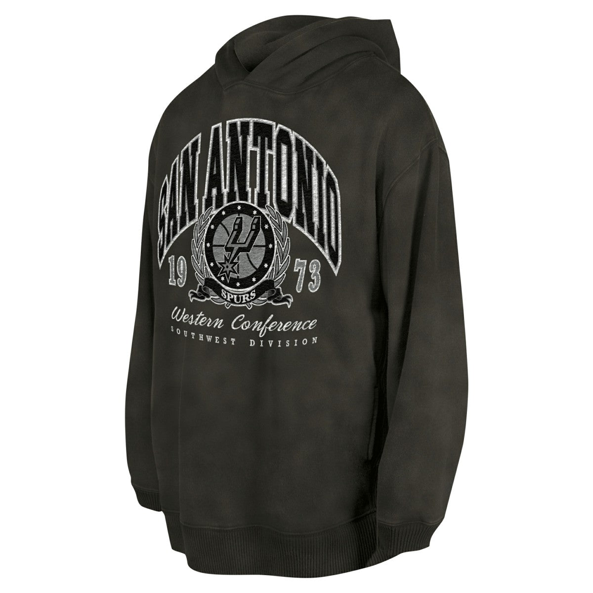 San Antonio Spurs Unisex Oversized Essentials Pigment Wash Fleece Pullover Hoodie - Charcoal | New Era cheap