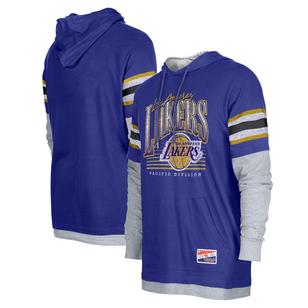 Los Angeles Lakers Layered Long Sleeve Hoodie T-Shirt - Purple | New Era on sale