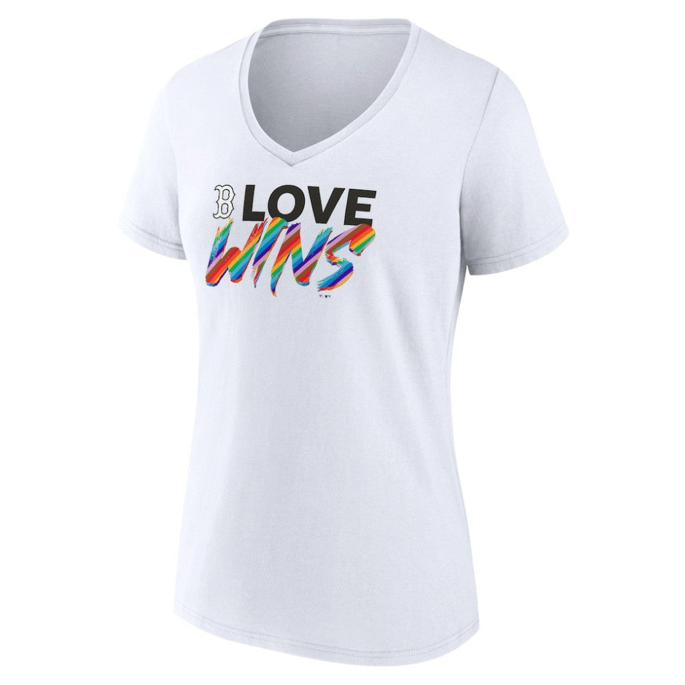 Boston Red Sox Women's Love Wins V-Neck T-Shirt - White