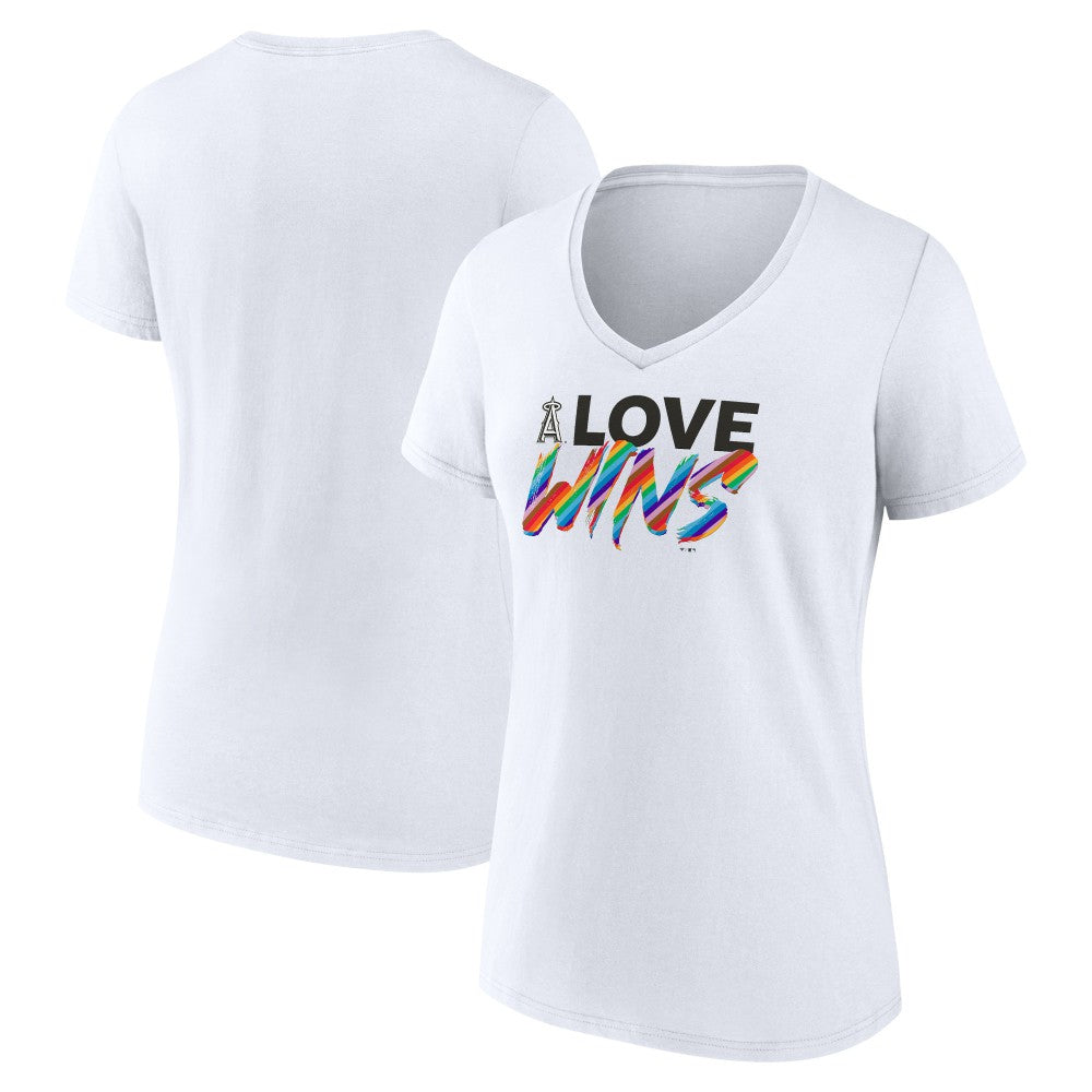 Los Angeles Angels Women's Love Wins V-Neck T-Shirt - White