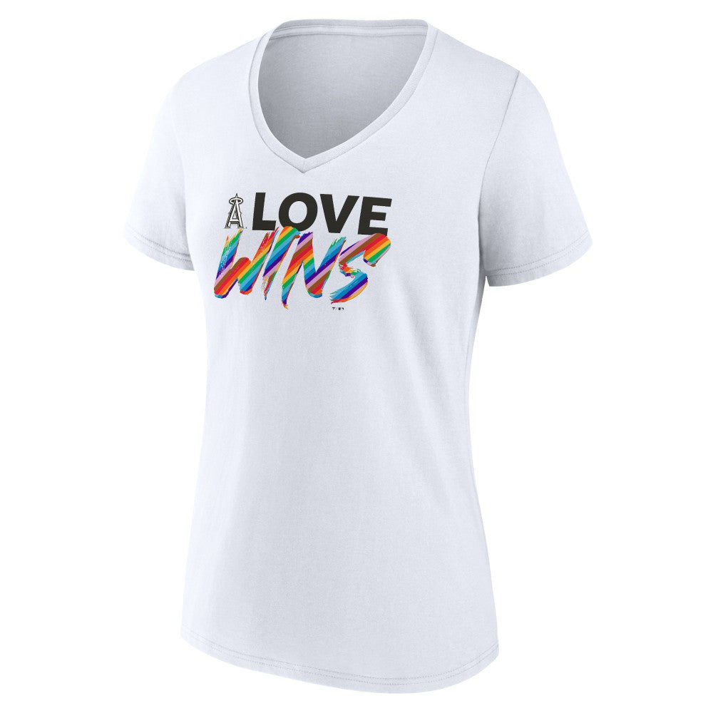 Los Angeles Angels Women's Love Wins V-Neck T-Shirt - White