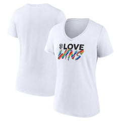 San Francisco Giants Women's Love Wins V-Neck T-Shirt - White