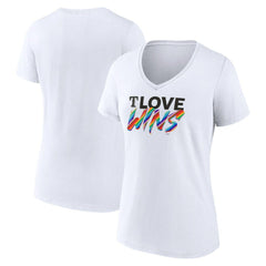 Texas Rangers Women's Love Wins V-Neck T-Shirt - White
