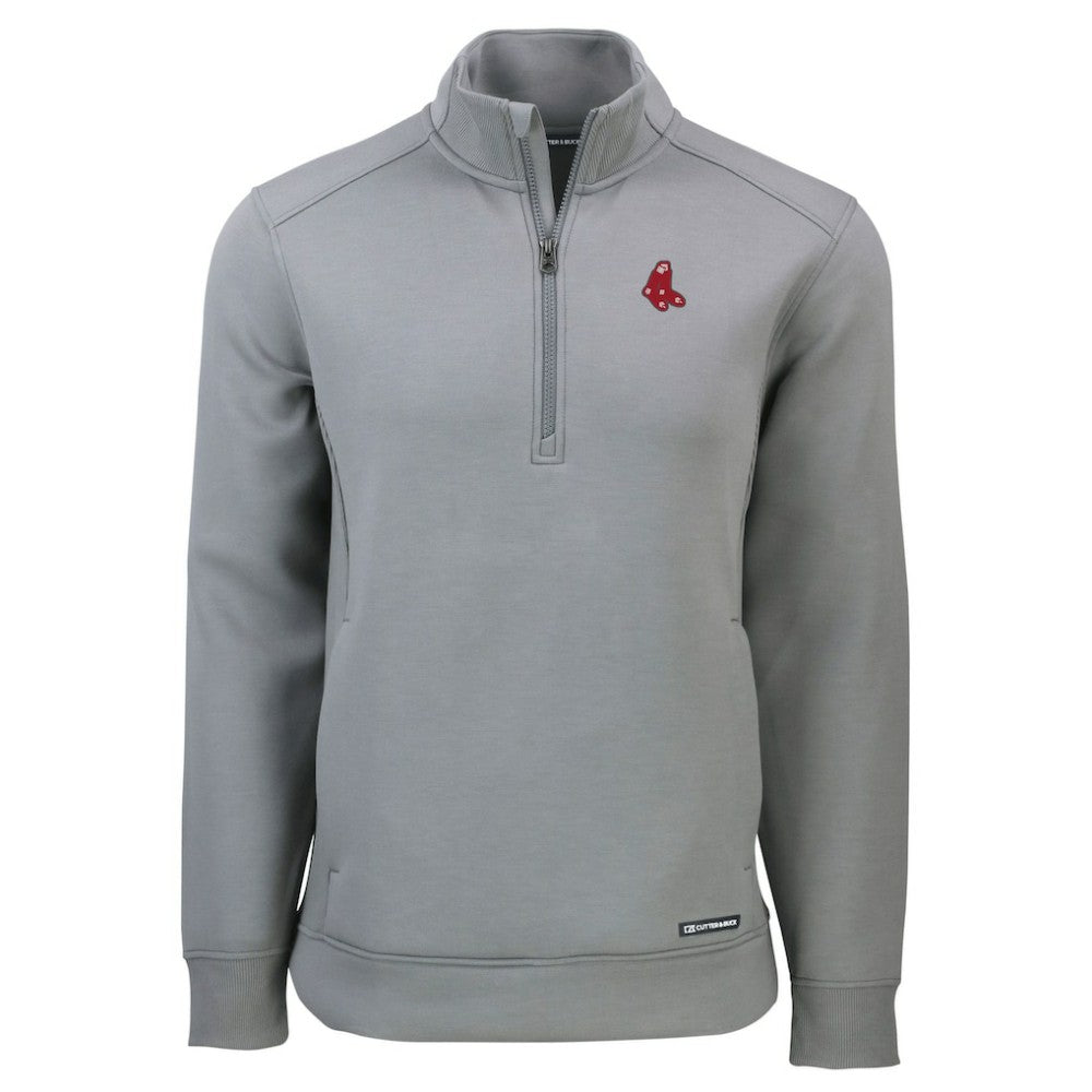 Boston Red Sox Cutter & Buck Cooperstown Collection Roam Eco Recycled Quarter-Zip Pullover - Gray