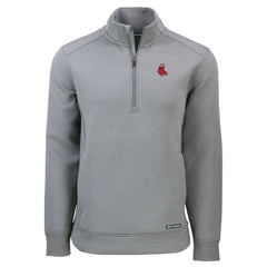 Boston Red Sox Cutter & Buck Cooperstown Collection Roam Eco Recycled Quarter-Zip Pullover - Gray