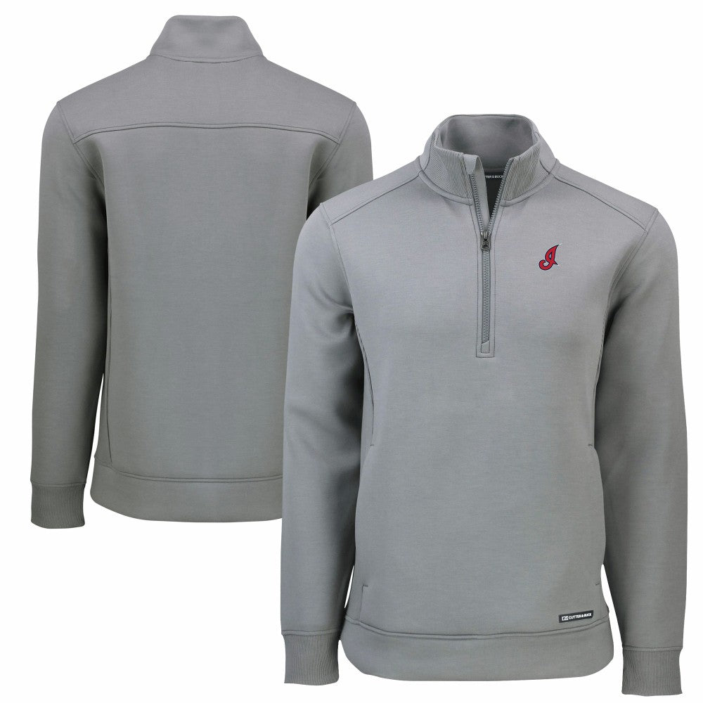 Cleveland Guardians Cutter & Buck Cooperstown Collection Roam Eco Recycled Quarter-Zip Pullover - Gray