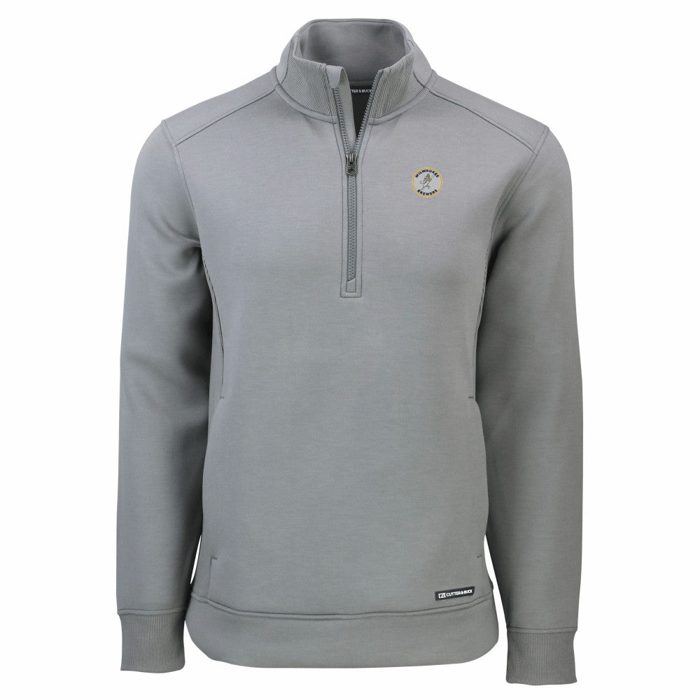 Milwaukee Brewers Cutter & Buck Cooperstown Collection Roam Eco Recycled Quarter-Zip Pullover - Gray