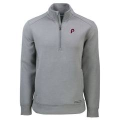 Philadelphia Phillies Cutter & Buck Cooperstown Collection Roam Eco Recycled Quarter-Zip Pullover - Gray