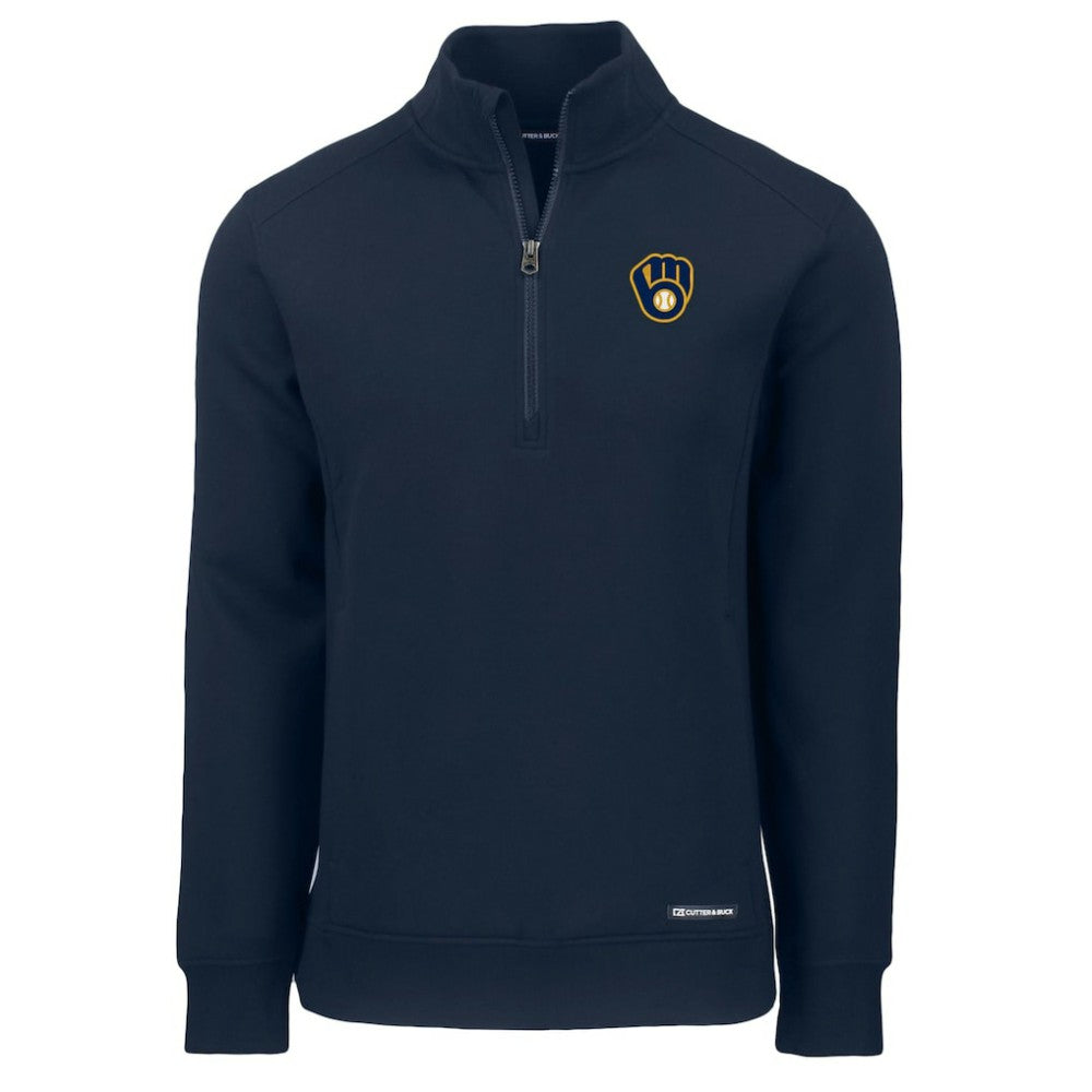 Milwaukee Brewers Cutter & Buck Roam Eco Recycled Quarter-Zip Pullover - Navy