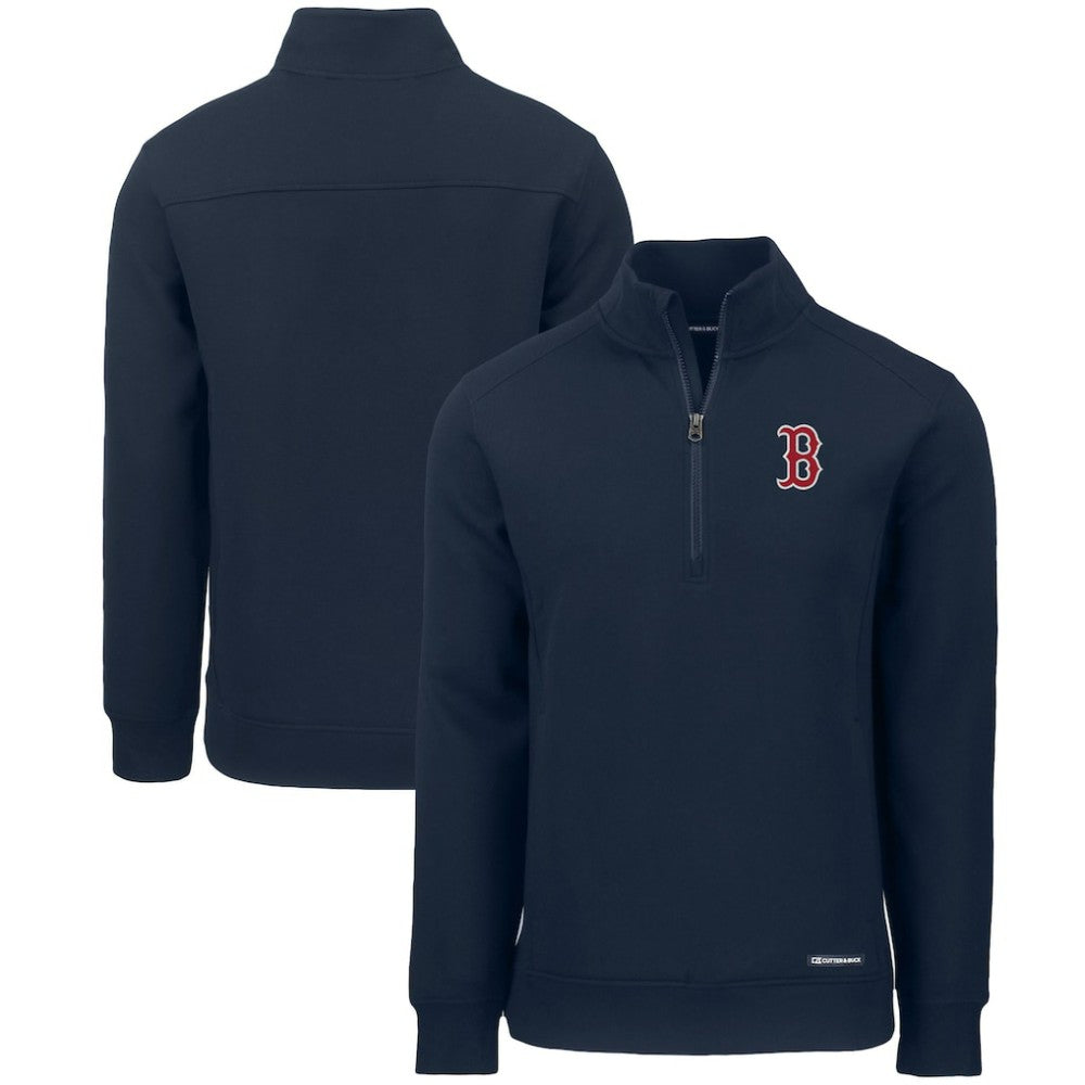 Boston Red Sox Cutter & Buck Roam Eco Recycled Quarter-Zip Pullover - Navy