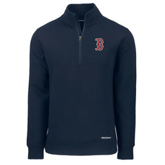 Boston Red Sox Cutter & Buck Roam Eco Recycled Quarter-Zip Pullover - Navy
