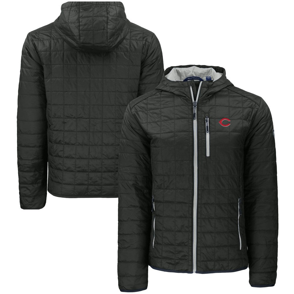 Cincinnati Reds Cutter & Buck Rainier Primaloft Eco Full-Zip Hooded Jacket - Black