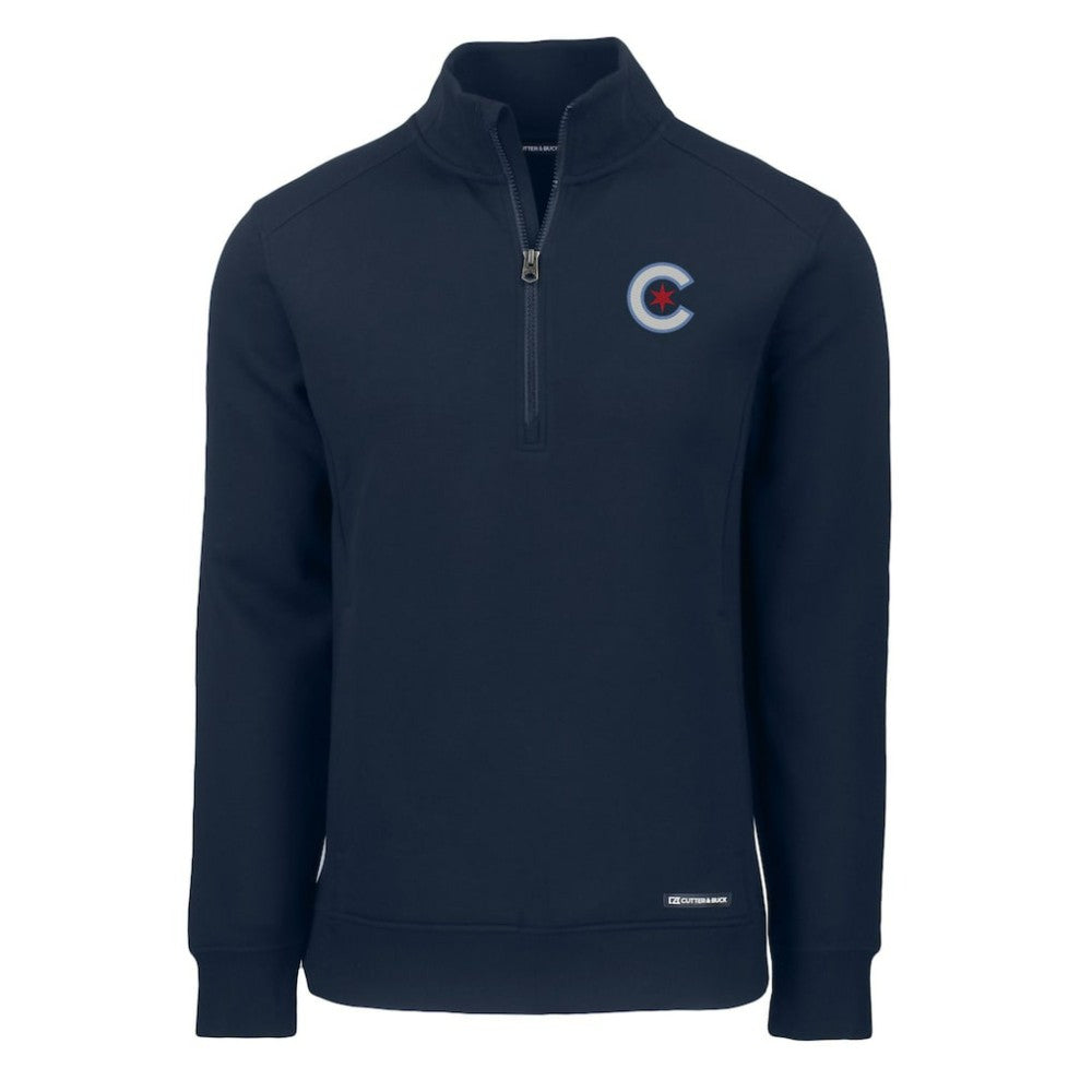 Chicago Cubs Cutter & Buck City Connect Roam Eco Recycled Quarter-Zip Pullover - Navy