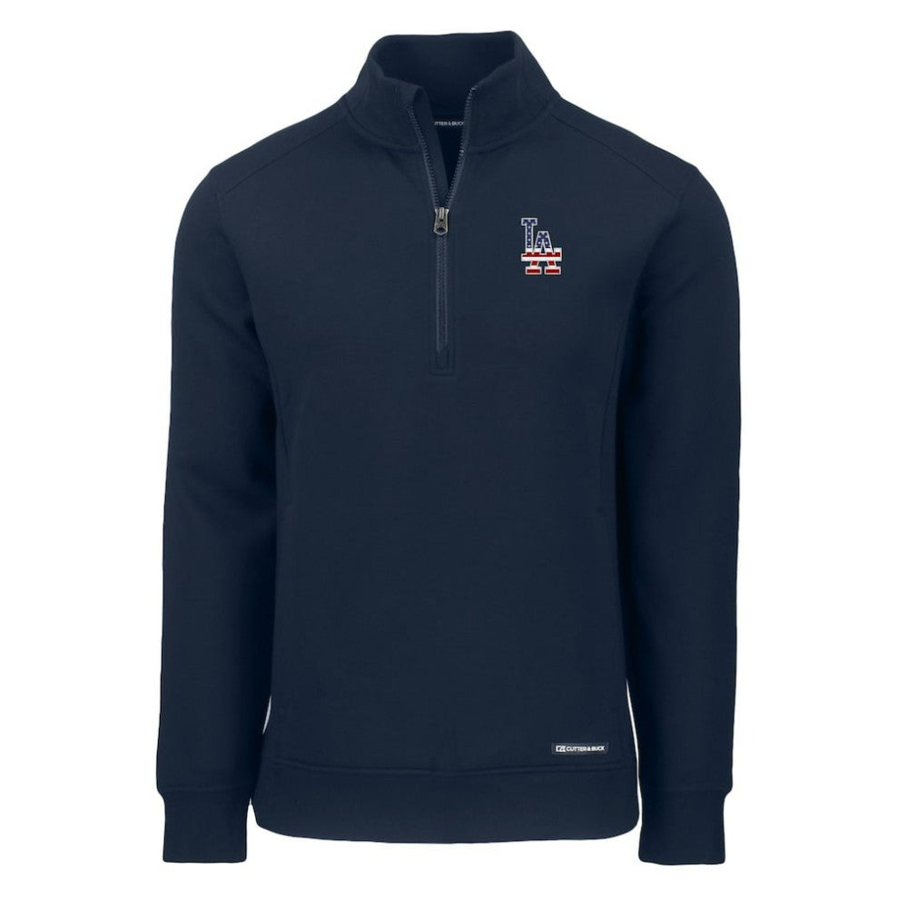 Los Angeles Dodgers Cutter & Buck Americana Roam Eco Recycled Quarter-Zip Sweatshirt - Navy