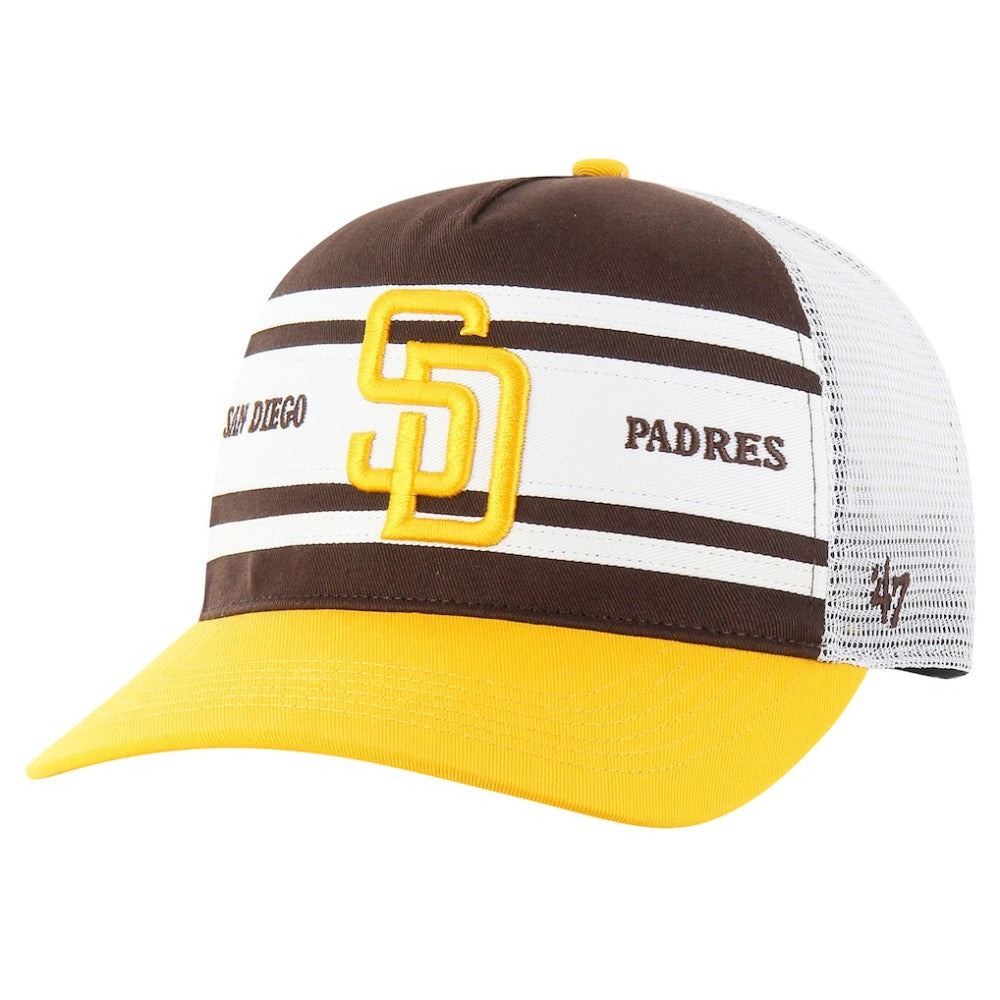 San Diego Padres Gridiron Super Stripe Relaxed Trucker Hitch Adjustable Hat - Brown | 47 brand