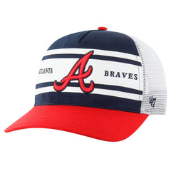 Atlanta Braves Gridiron Super Stripe Relaxed Trucker Hitch Adjustable Hat - Navy | 47 brand