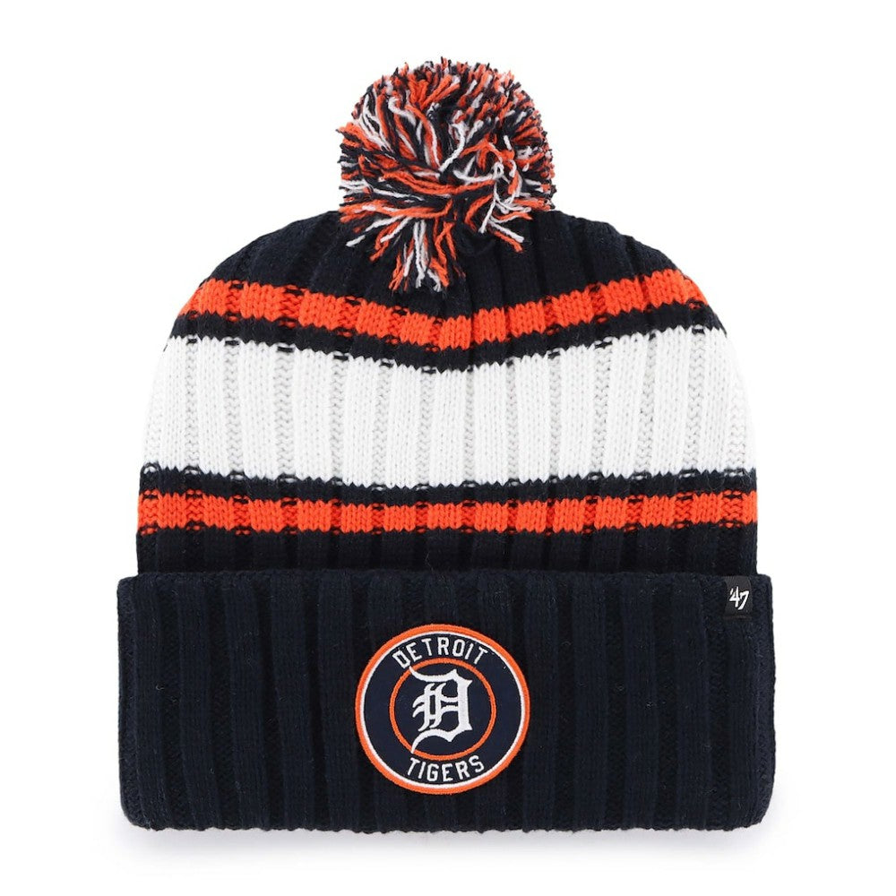 Detroit Tigers Plateau Cuffed Knit Hat with Pom - Navy | 47 brand