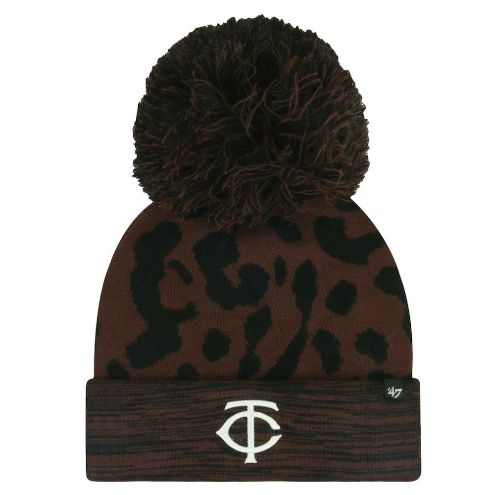 Minnesota Twins Women's Rosette Cuffed Knit Hat with Pom - Brown | 47 brand