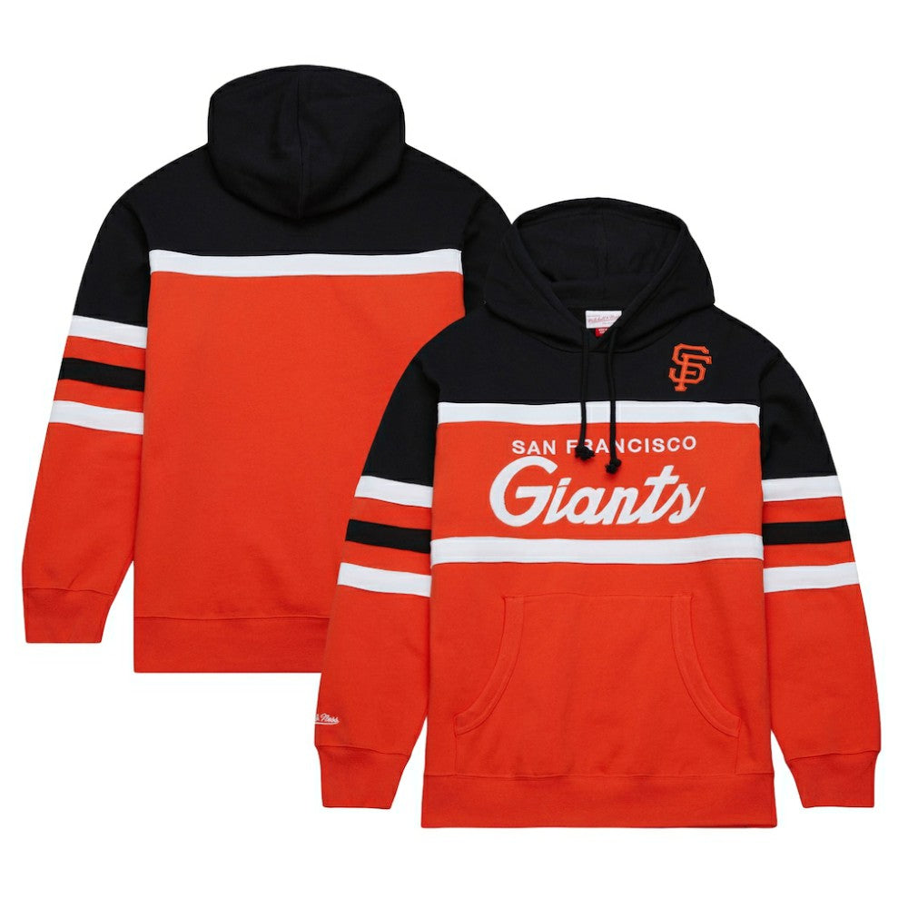 San Francisco Giants Head Coach Pullover Hoodie - Orange/Black | Mitchell & Ness