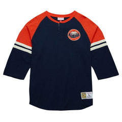 Houston Astros Cooperstown Collection Legendary Raglan Slub Henley 3/4-Sleeve T-Shirt - Navy | Mitchell & Ness