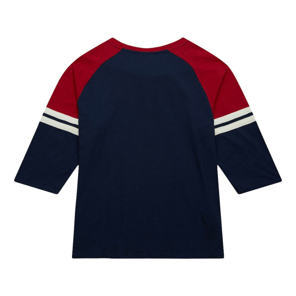 Boston Red Sox Cooperstown Collection Legendary Raglan Slub Henley 3/4-Sleeve T-Shirt - Navy | Mitchell & Ness