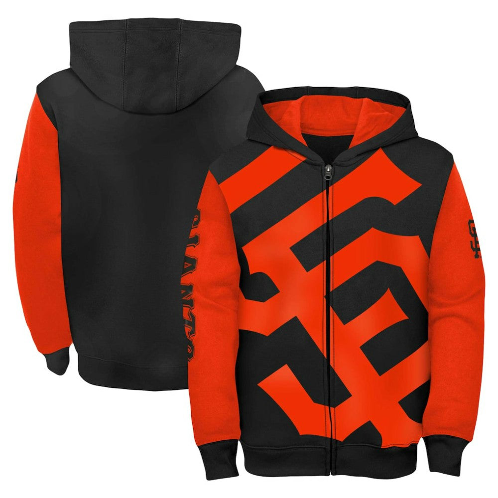 San Francisco Giants Youth Postcard Full-Zip Hoodie Jacket - Black/Orange