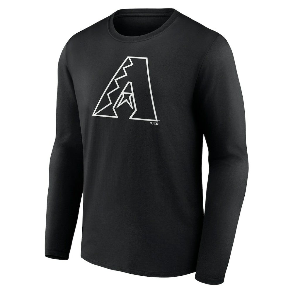 Arizona Diamondbacks Monochrome Personalized Name & Number Long Sleeve T-Shirt - Black