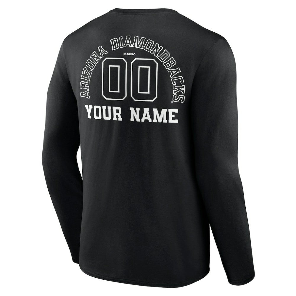 Arizona Diamondbacks Monochrome Personalized Name & Number Long Sleeve T-Shirt - Black