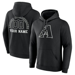Arizona Diamondbacks Monochrome Personalized Name & Number Pullover Hoodie - Black