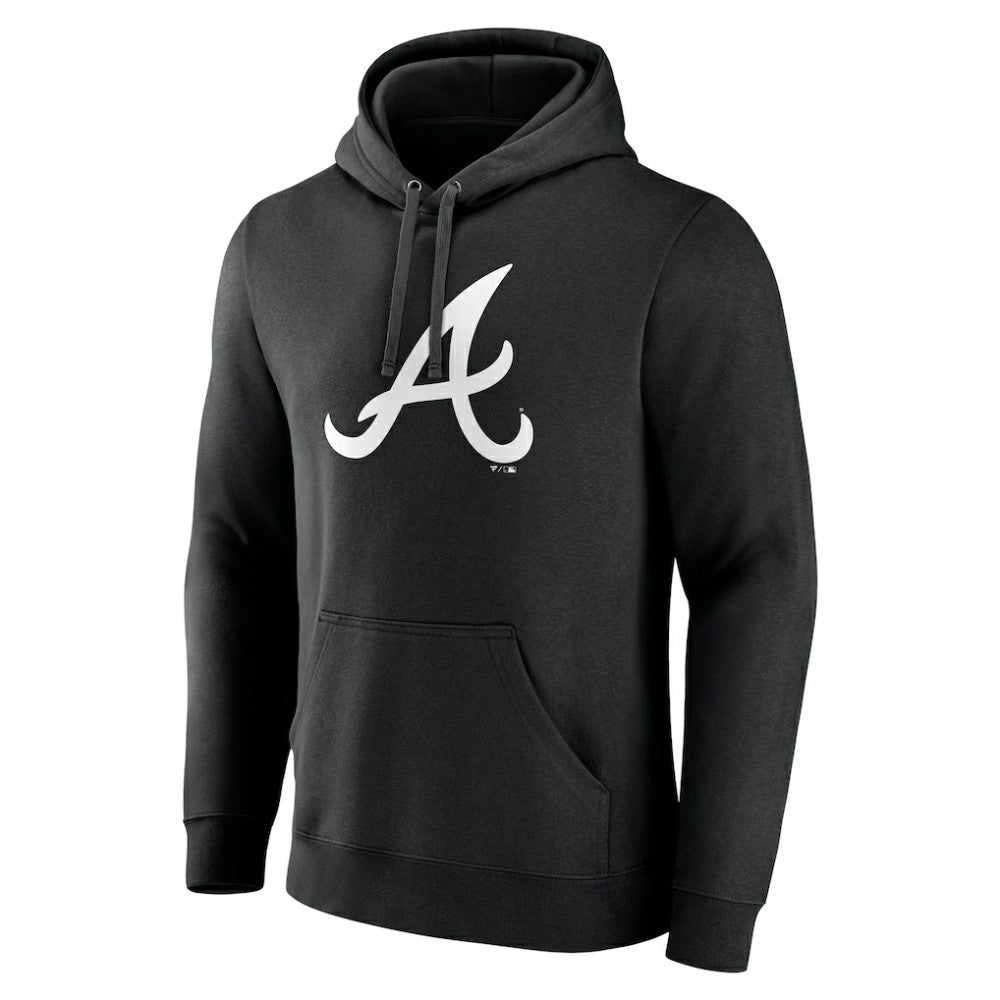 Atlanta Braves Monochrome Personalized Name & Number Pullover Hoodie - Black