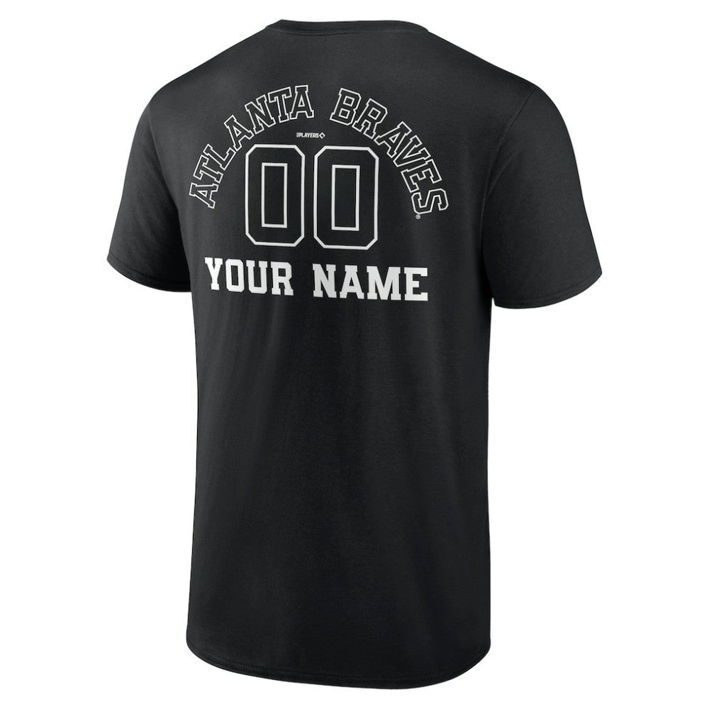 Atlanta Braves Monochrome Personalized Name & Number T-Shirt - Black
