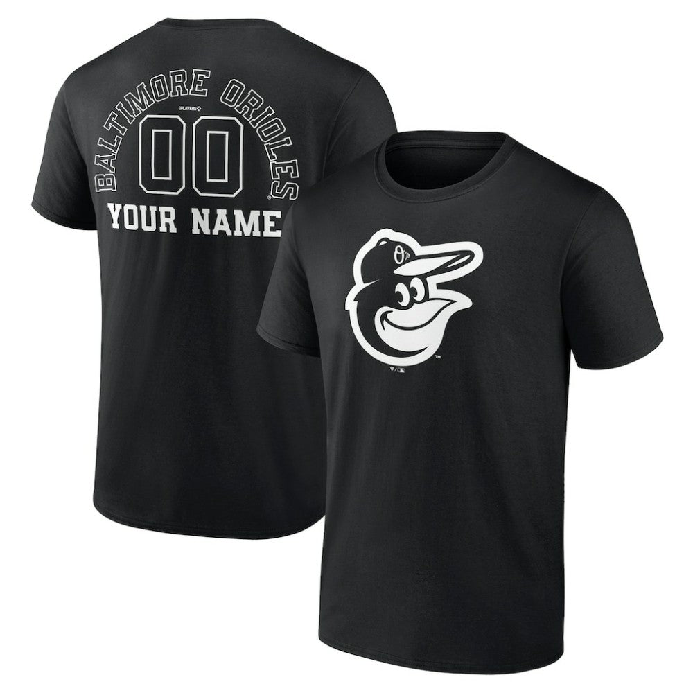 Baltimore Orioles Monochrome Personalized Name & Number T-Shirt - Black