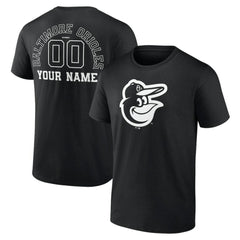Baltimore Orioles Monochrome Personalized Name & Number T-Shirt - Black