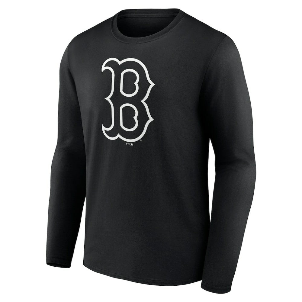 Boston Red Sox Monochrome Personalized Name & Number Long Sleeve T-Shirt - Black