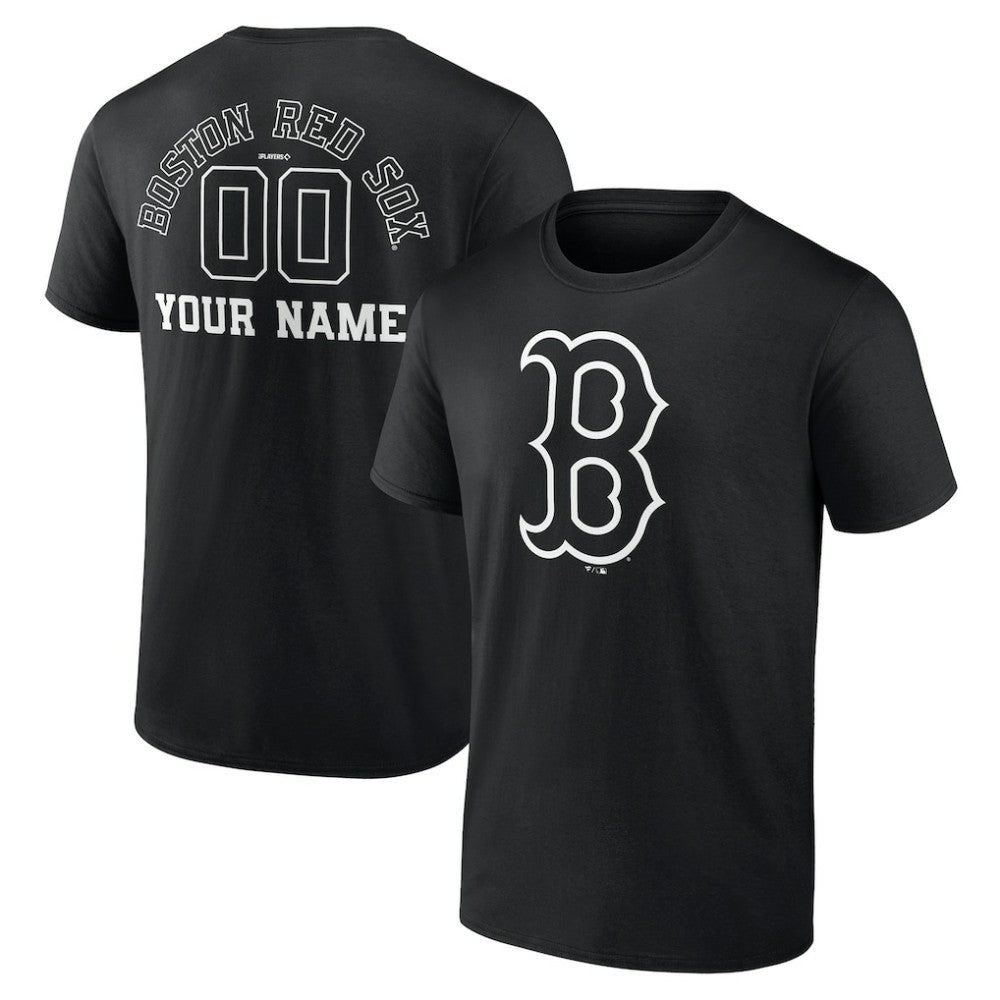 Boston Red Sox Monochrome Personalized Name & Number T-Shirt - Black