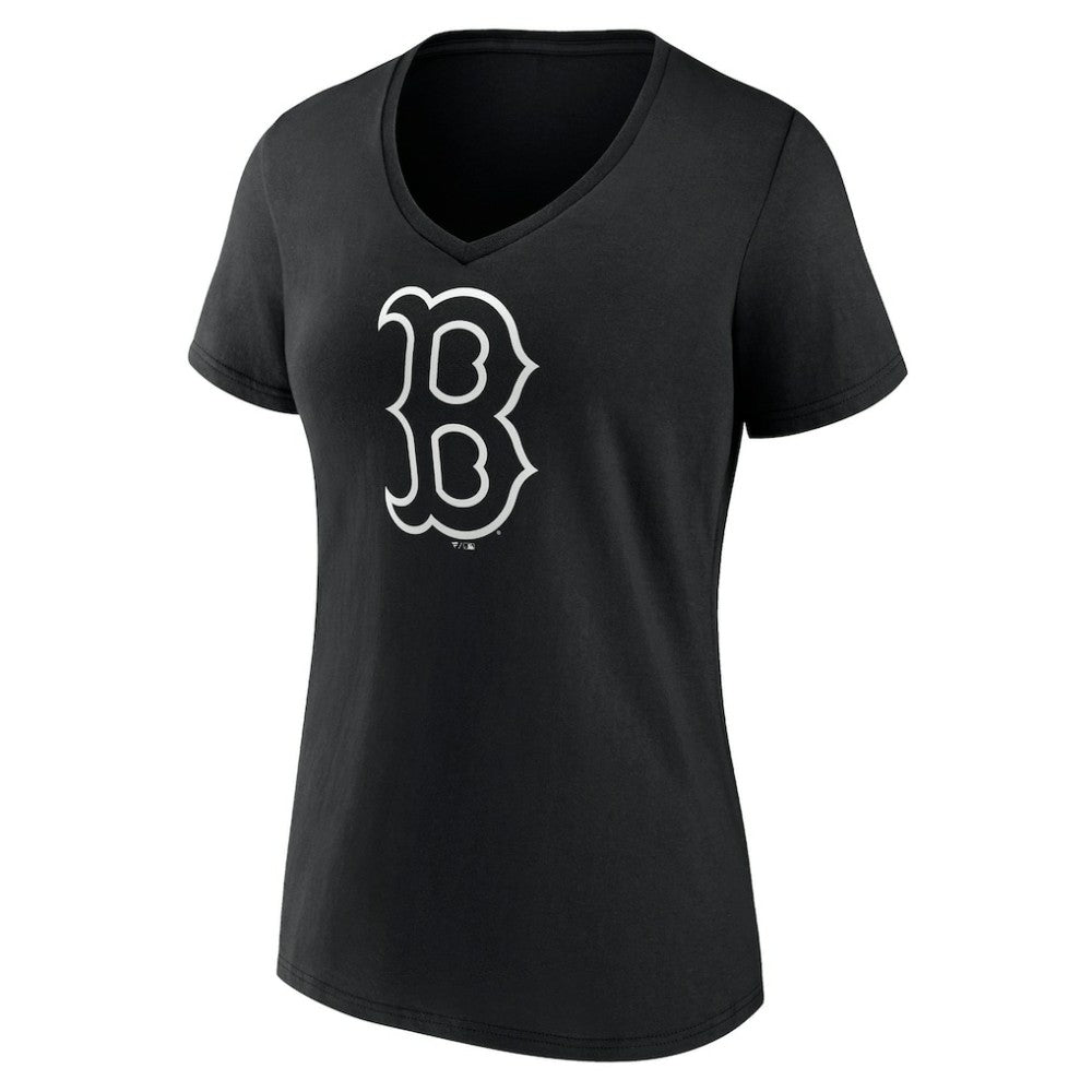 Boston Red Sox Women's Monochrome Personalized Name & Number V-Neck T-Shirt - Black