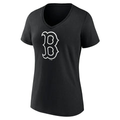 Boston Red Sox Women's Monochrome Personalized Name & Number V-Neck T-Shirt - Black