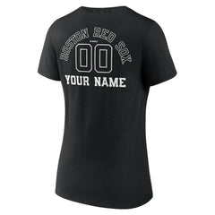 Boston Red Sox Women's Monochrome Personalized Name & Number V-Neck T-Shirt - Black