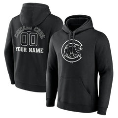 Chicago Cubs Monochrome Personalized Name & Number Pullover Hoodie - Black