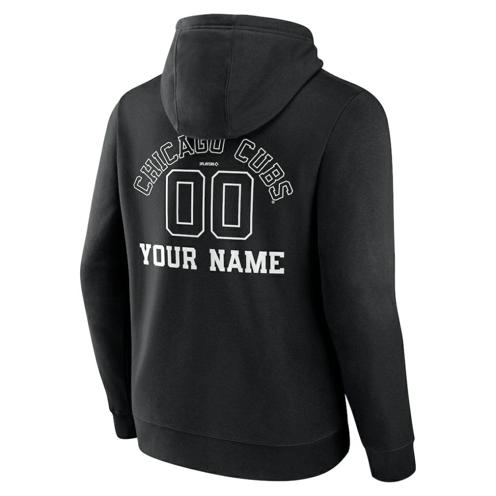 Chicago Cubs Monochrome Personalized Name & Number Pullover Hoodie - Black